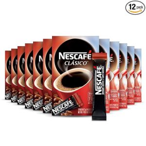 NESCAFE CLASICO, Dark Roast Instant Coffee, 12 boxes (84 packets)