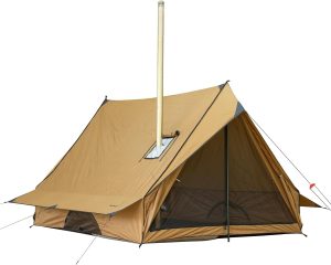 POMOLY Camping Hot Tent Cabin Tent, Chalet 70 Series Portable Wall Tents with Stove Jack and Two Poles for 2-3 Person Hiking, Backpacking